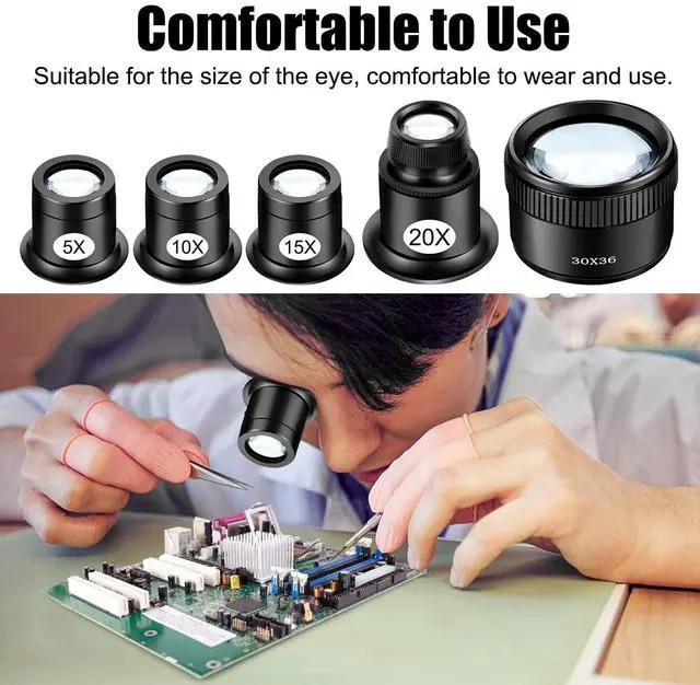 Alt view image 6 of 7 - 5PCS Jewelers Loupes, 5X 10X 15X 20X 30X Eye Loop, Jewelers Magnifying Glass, Jewelry Loupe Magnifier, Watchmakers Loupe, Jewellers Loupes, Magnifying Eye Glass Pieces for Watchmaker