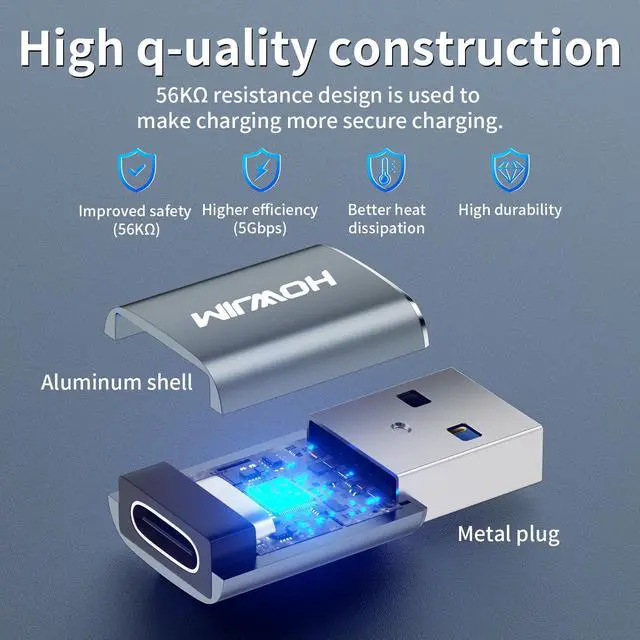 Alt view image 5 of 7 - USB to USB C Adapter 4 Pack, USB C Female to USB 3.0 Male OTG Adapter, Fast Charging 5Gbps Data Transfer for M-ac Book,Pad Pro,Phone 15/16/17 Pro Max,G-alaxy,X-Peria,Pixel,CarPlay Gray