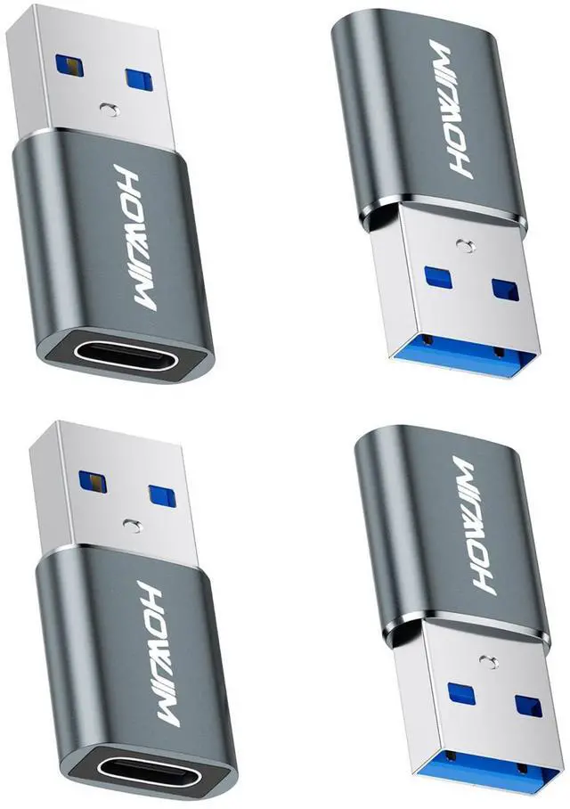 Main image of USB to USB C Adapter 4 Pack, USB C Female to USB 3.0 Male OTG Adapter, Fast Charging 5Gbps Data Transfer for M-ac Book,Pad Pro,Phone 15/16/17 Pro Max,G-alaxy,X-Peria,Pixel,CarPlay Gray