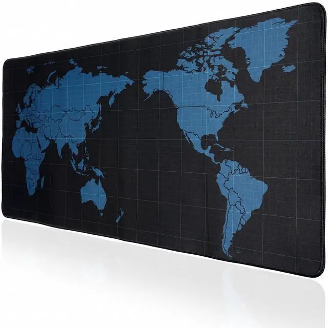 Main image of Black World Mouse Pad, 35.4 x 15.7 Inch Large Desk Mat, Extended Mousepad Desks Mat, Non Slip Rubber Base & Stitched Edges Desk Pad, Waterproof Mousepad for Computer Office Home Use