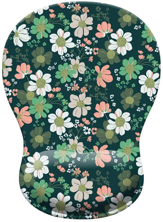 Main image of Gel Mouse Pad with Wrist Rest, Ergonomic Concave Wrist Support Mousepad with Non-Slip PU Base & Smooth Surface Comfortable Desk Accessories Mat for Office, Home Gaming and Study (Flowers 01)