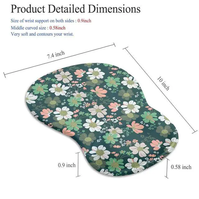 Alt view image 3 of 5 - Gel Mouse Pad with Wrist Rest, Ergonomic Concave Wrist Support Mousepad with Non-Slip PU Base & Smooth Surface Comfortable Desk Accessories Mat for Office, Home Gaming and Study (Flowers 01)