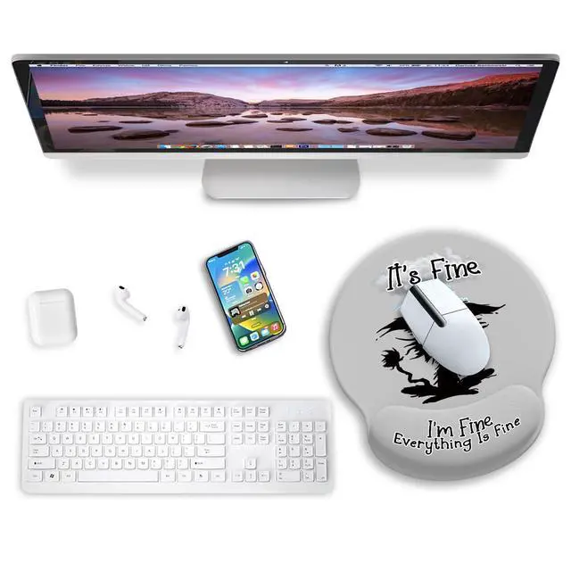 Alt view image 3 of 6 - Ergonomic Mouse Pad with Wrist Support, Mouse Pad with Wrist Rest, Black Cat Gaming Mousepad with Non-Slip Pain Relief PU Base, Cute Mouse Pad for Desk Accessories Office Supplies Decor