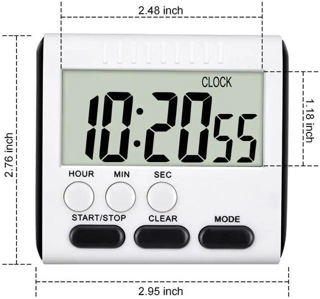 Alt view image 5 of 6 - 3 Pack Digital Kitchen Timer for Cooking, Big Digits, 24 Hour Magnetic Backing Stand Kitchen Timers Clock for Classroom Kids Teachers, Loud Alarm and Big Screen (Black and White)