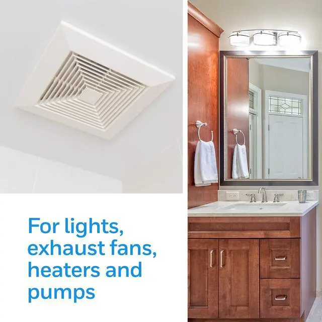 Alt view image 6 of 7 - 60-Minute In-Wall Spring Wound Countdown Timer Switch, Mechanical Timer for Lights, Bathroom & Exhaust Fans, No Neutral Wire Required, White, 41081