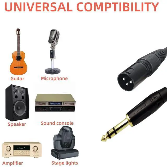 Alt view image 4 of 7 - 1/4 TRS to XLR Male Cable 2-Pack - Professional Audio Patch Cable 2 Feet 20AWG Gold Plated for Studio Monitor