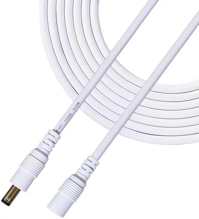 Main image of DC Power Extension Cable 5.5 mm x 2.5 mm Male to Female Connector, DC Power Cord Extension Cable for Power Adapter, 12V CCTV Wireless IP Camera, Monitors, 10m/32.8Feet White