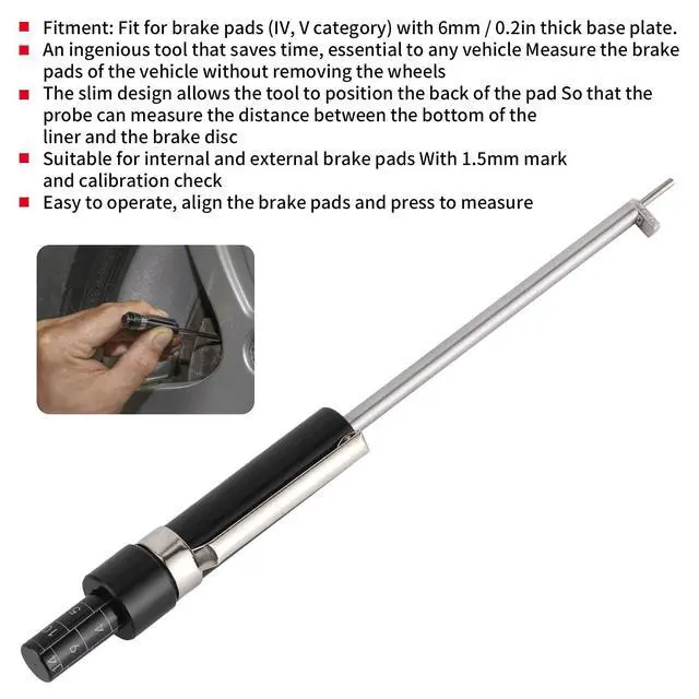 Alt view image 2 of 7 - Car Brake Pad Thickness Gauge Measure Tool with Scale for Brake Shoe Gauge Auto Brake Pad 1.5mm-11mm Thickness Base Plate Brake Pad Tester Brake Pad Detection Pen Scale