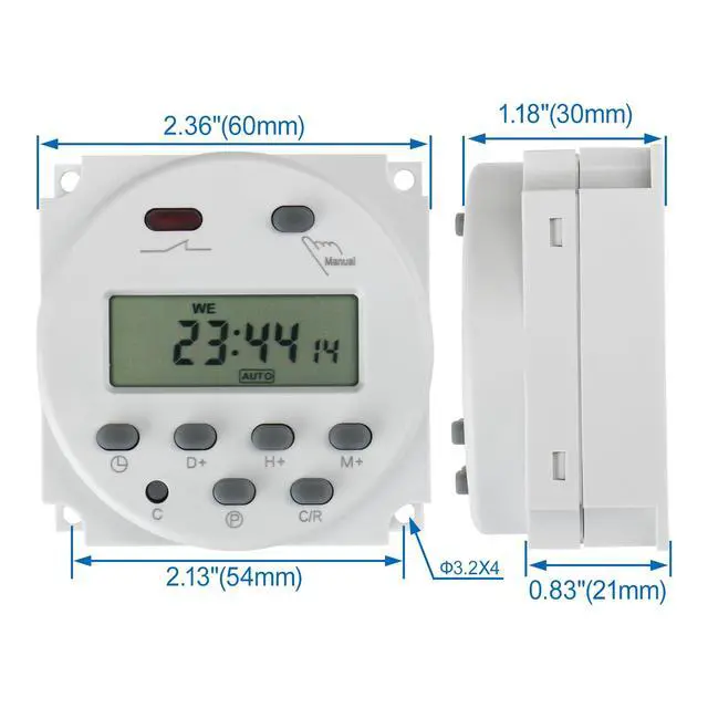 Alt view image 4 of 7 - Time Switch Relay,Digital LCD Programmable Timer,12V DC/AC Input,200-250V 16A Output,28 Programs Daily/Weekly Schedule,CN101A for Lighting and Equipment Control
