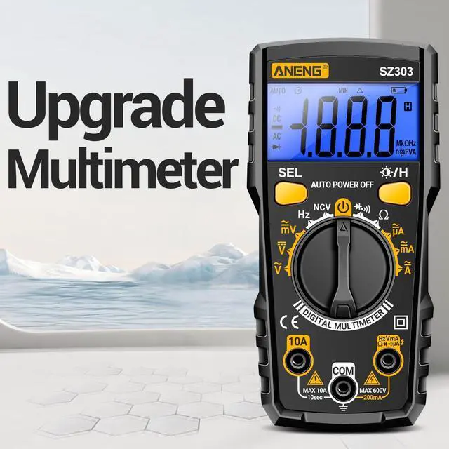 Alt view image 3 of 7 - Digital Multimeter Tester, Ohm Volt Amp Test Meter, DC AC Voltmeter and Continuity Test Diode Voltage Tester for Automotive Battery Test Household Outlet (Black)