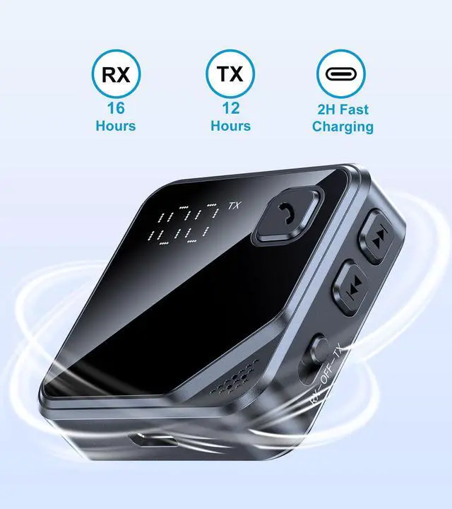 Alt view image 4 of 7 - Aux Bluetooth Adapter for Car, 2-in-1 Wireless Transmitter Receiver for Headphone, TV, Airplane, Speaker, TSNAM 3.5mm Aux Jack Audio Dongle