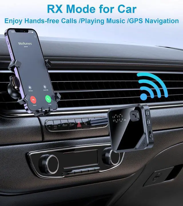 Alt view image 5 of 7 - Aux Bluetooth Adapter for Car, 2-in-1 Wireless Transmitter Receiver for Headphone, TV, Airplane, Speaker, TSNAM 3.5mm Aux Jack Audio Dongle