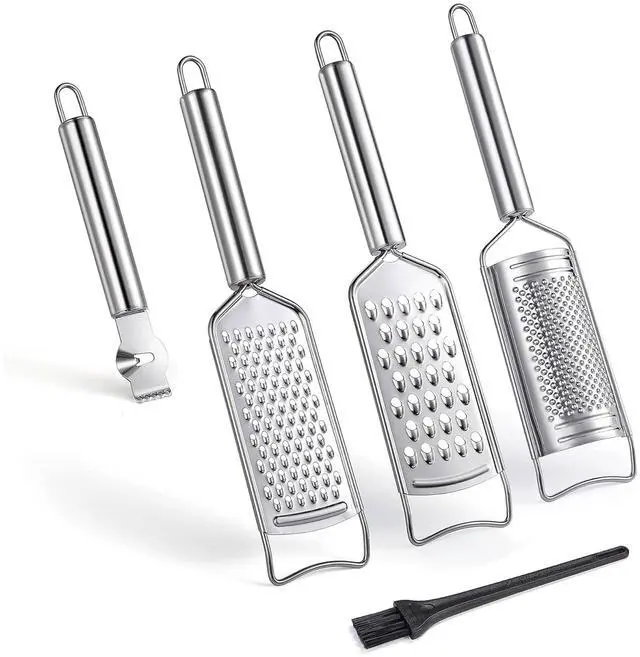 Main image of Stainless Steel Cheese Grater Set, Set of 5 Kitchen Grater & Peeler & Slicer, Lemon Zester with Cleaning Brush for Vegetable, Fruit, Chocolate