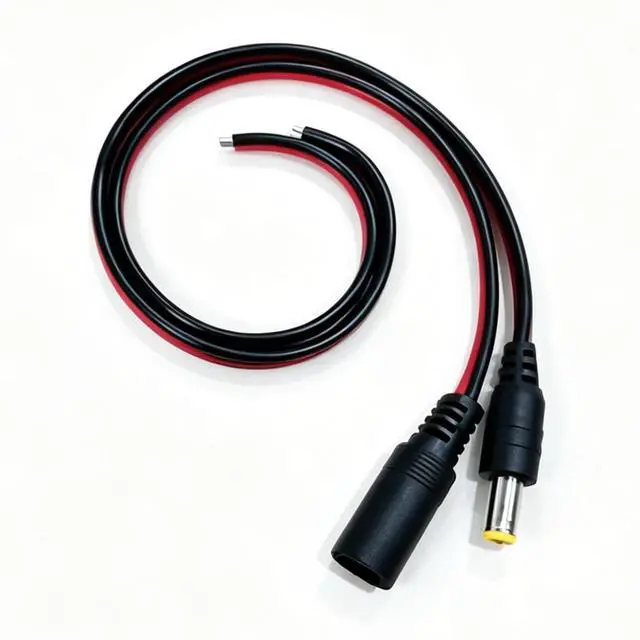 Main image of 10 Pairs Real 18AWG DC Power Pigtail Cable 12V 5A, 5.5mm x 2.1mm Male Female Barrel Plug Connector, Pure Copper Pigtail Wire for CCTV Security Camera, LED Strip Lights and 12V Power Adapter