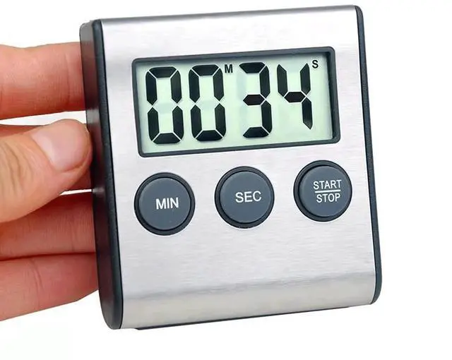 Main image of Digital Kitchen Timer - Magnetic Countdown With Loud Alarm, Stainless Steel for Cooking, Baking, Sports Games
