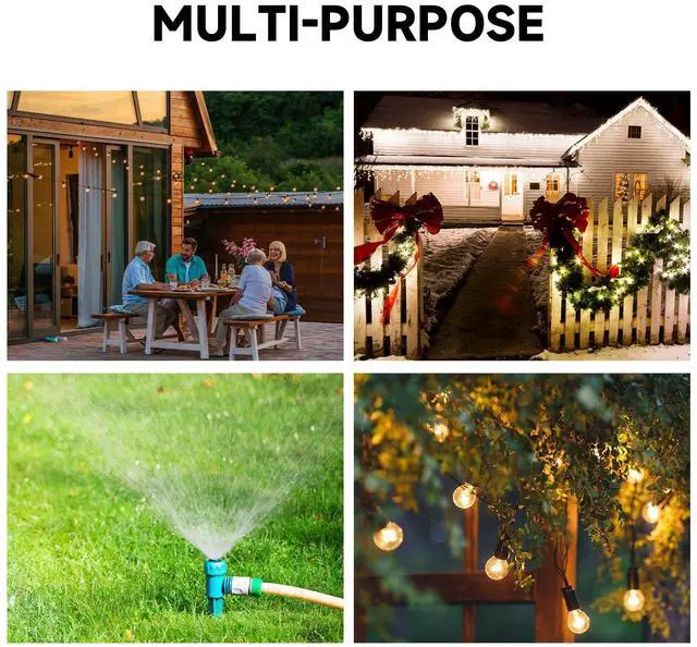 Alt view image 7 of 7 - 24 Hour Mechanical Outdoor Timer Outlet, 6ft Outdoor Timer for Lights, Waterproof, 2 Grounded Outlets, 15A 1/2HP, Heavy Duty, ETL Listed