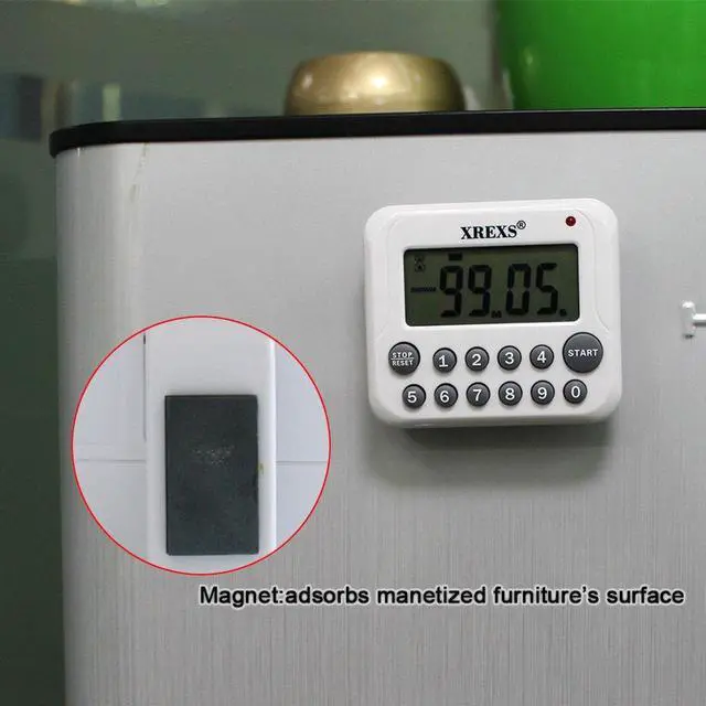 Alt view image 4 of 6 - Digital Kitchen Timer Magnetic Countdown Up Cooking Timer Clock with Magnet Back and Clip, Loud Alarm, Large Display Minutes and Seconds Directly Input-White (2 Battery Included) (DC-12)