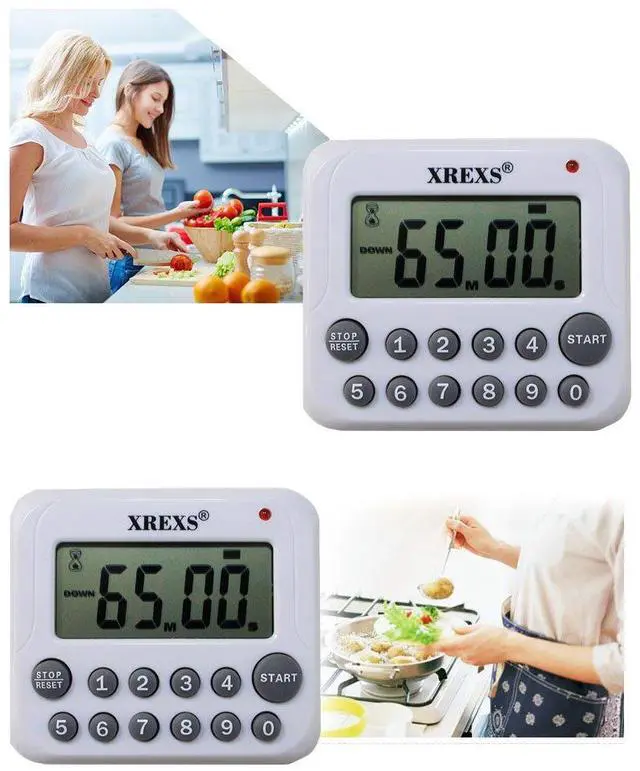 Alt view image 5 of 6 - Digital Kitchen Timer Magnetic Countdown Up Cooking Timer Clock with Magnet Back and Clip, Loud Alarm, Large Display Minutes and Seconds Directly Input-White (2 Battery Included) (DC-12)