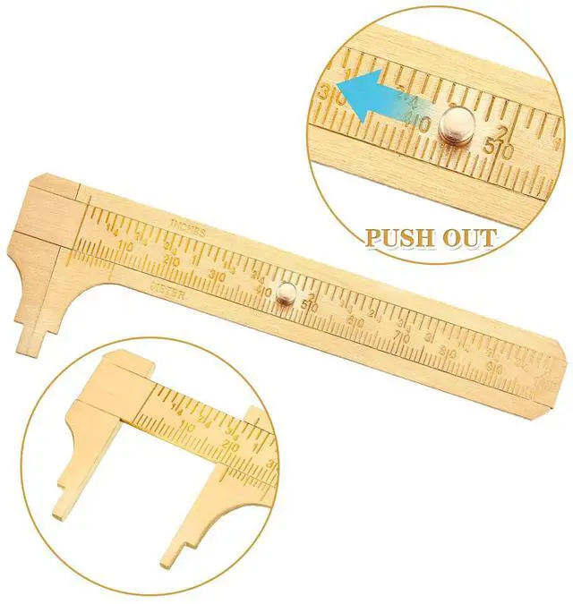 Alt view image 4 of 7 - 2 Pcs Brass Vernier Caliper Pocket Handy Caliper Measuring Mini Tool Double Scale Sliding Gauge Metal Pocket Ruler for Bead Wire Jewels Rings Measurement
