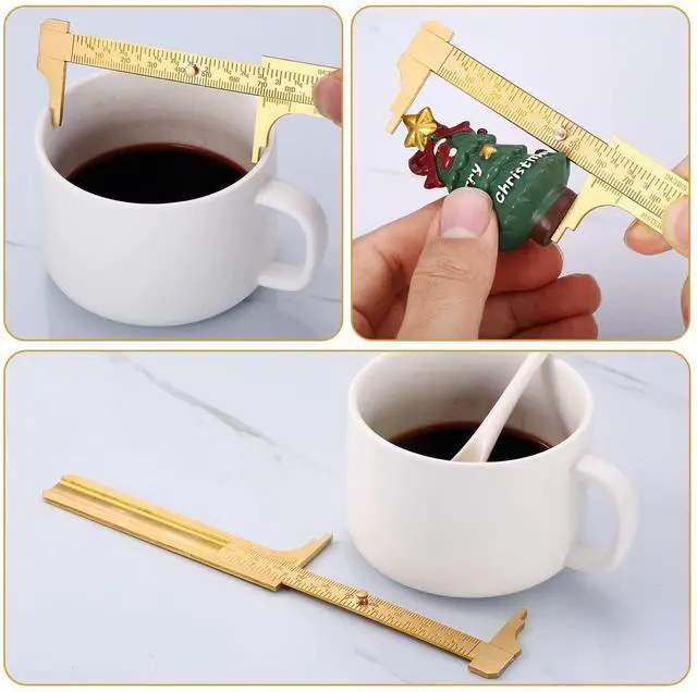 Alt view image 6 of 7 - 2 Pcs Brass Vernier Caliper Pocket Handy Caliper Measuring Mini Tool Double Scale Sliding Gauge Metal Pocket Ruler for Bead Wire Jewels Rings Measurement