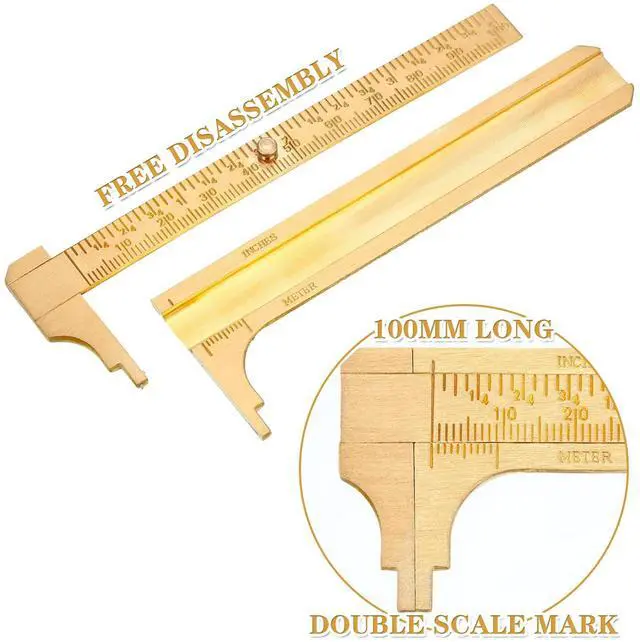 Alt view image 5 of 7 - 2 Pcs Brass Vernier Caliper Pocket Handy Caliper Measuring Mini Tool Double Scale Sliding Gauge Metal Pocket Ruler for Bead Wire Jewels Rings Measurement