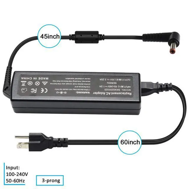 Alt view image 5 of 7 - 65W 20V 3.25A Laptop Charger Compatible for Lenovo G570 B570 B575 G575 B470, IdeaPad N585 N580 P500 Z580 Z585 N586 ADP-65KH B CPA-A065 PA-1650-37LC 36001651 Adapter Power Supply Cord