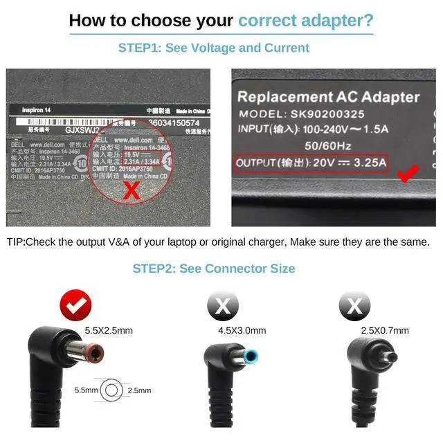Alt view image 7 of 7 - 65W 20V 3.25A Laptop Charger Compatible for Lenovo G570 B570 B575 G575 B470, IdeaPad N585 N580 P500 Z580 Z585 N586 ADP-65KH B CPA-A065 PA-1650-37LC 36001651 Adapter Power Supply Cord