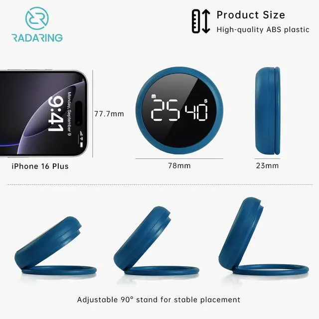 Alt view image 3 of 7 - Royal Blue Quick Que Kitchen Timers, Visual timers Large LED Display Magnetic Countdown Countup Timer for Classroom Cooking Fitness Baking Studying Teaching, Easy for Kids and Seniors (Royal Blue)