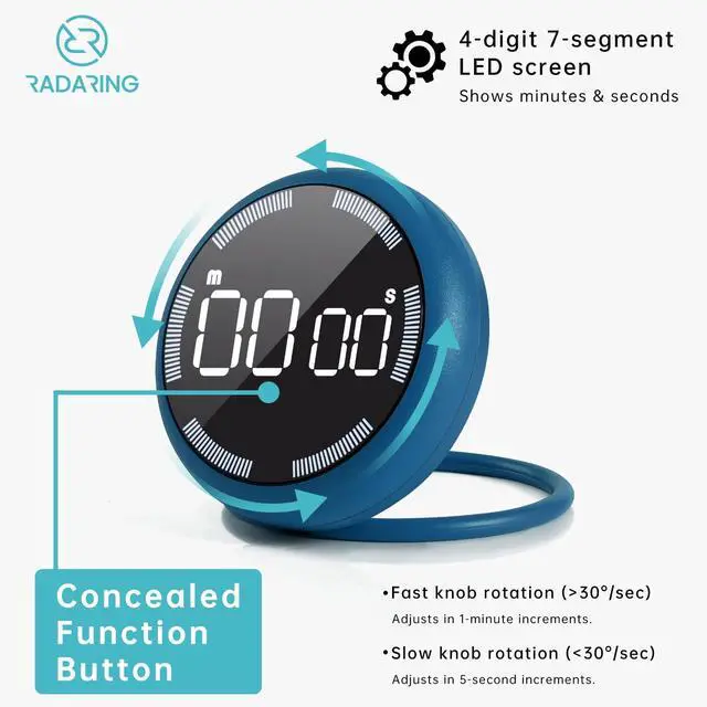 Alt view image 2 of 7 - Royal Blue Quick Que Kitchen Timers, Visual timers Large LED Display Magnetic Countdown Countup Timer for Classroom Cooking Fitness Baking Studying Teaching, Easy for Kids and Seniors (Royal Blue)