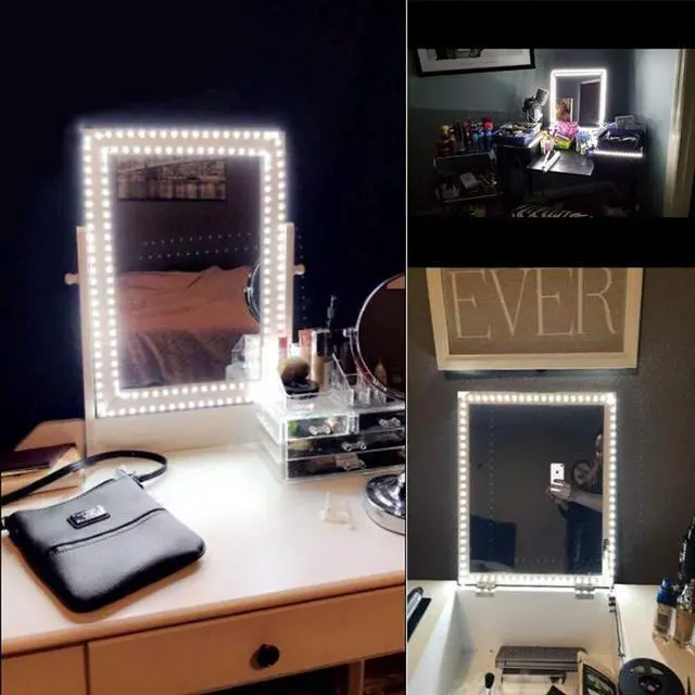 Alt view image 6 of 7 - 13ft/4M Led Vanity Mirror Lights Kit Bendable NO Need to Cut Vanity Make-up Mirror Cloakroom Adjustable Flexible Strip Light Table Set with Dimmer and Power Supply