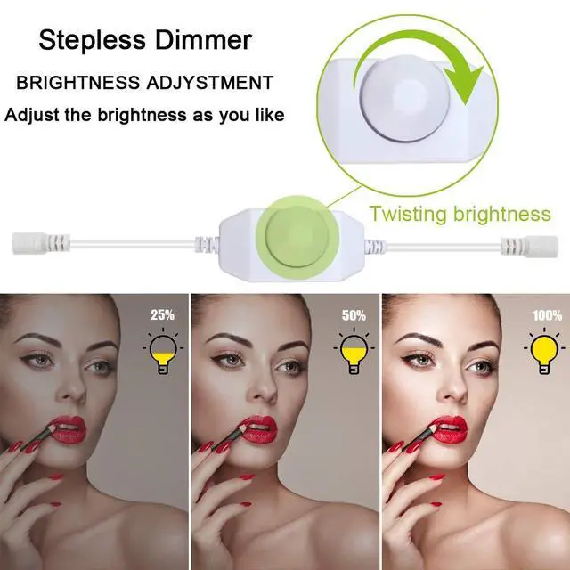 Alt view image 4 of 7 - 13ft/4M Led Vanity Mirror Lights Kit Bendable NO Need to Cut Vanity Make-up Mirror Cloakroom Adjustable Flexible Strip Light Table Set with Dimmer and Power Supply