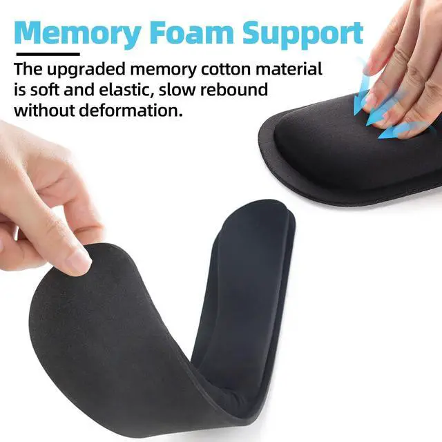 Alt view image 4 of 7 - Keyboard Wrist Rest Pad, Ergonomic Memory Foam Set Wrist Cushion Support for Easy Typing & Pain Relief, Mouse Wrist Pad, Anti-Slip Wrist Support for Gaming, Computer, Laptop, Office -Black