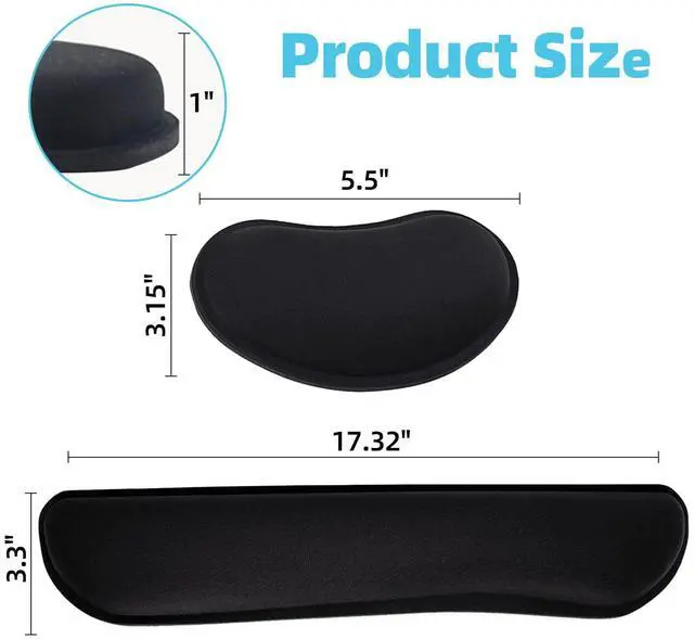 Alt view image 6 of 7 - Keyboard Wrist Rest Pad, Ergonomic Memory Foam Set Wrist Cushion Support for Easy Typing & Pain Relief, Mouse Wrist Pad, Anti-Slip Wrist Support for Gaming, Computer, Laptop, Office -Black
