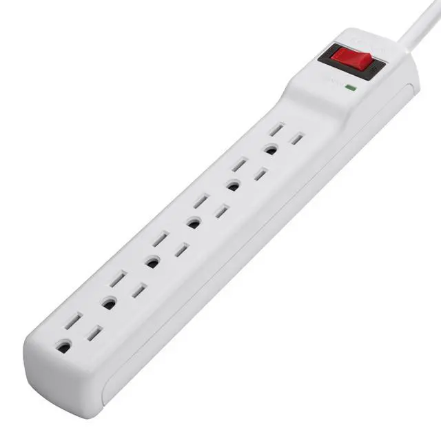 Alt view image 3 of 6 - Power Strip Surge Protector - 6 AC Multiple Outlets, 2 ft Long Heavy Duty Metal Extension Cord for Home, Office, Travel, Computer Desktop & Phone Charging Brick - 200 Joules, White (2 Pack)