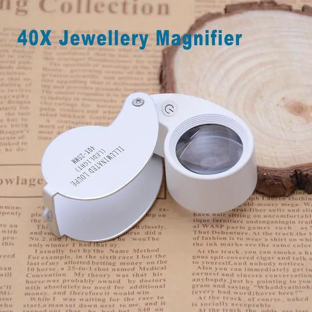 Alt view image 2 of 7 - Pocket Jewelry Loupe Magnifier Rechargeable with 6 LED and 3UV Lights, Small Metal Magnifying Glass 25mm Optical Lens Foldable Lighted Jeweler's Loupe for Antique Coin Gemstone,Jewelry Stamp, Watch