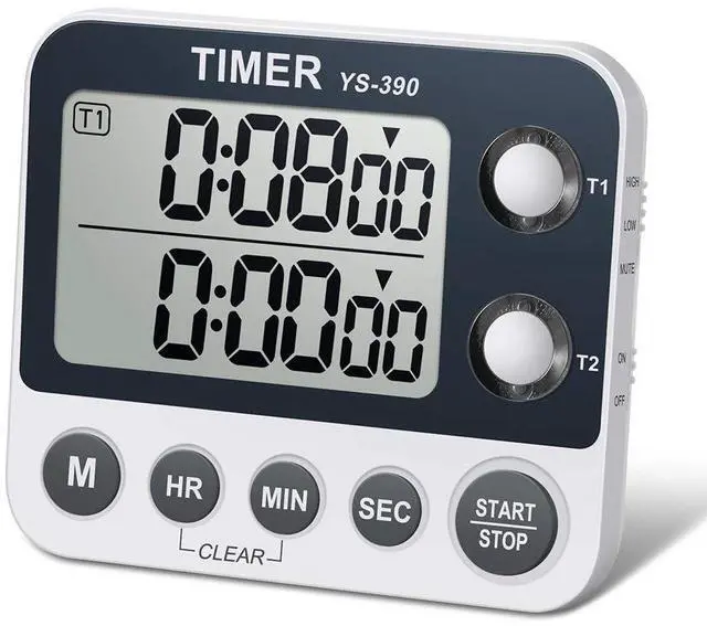 Main image of Digital Kitchen Cooking Timer, Dual Count Up & Down with Magnetic Back, Large Display, Adjustable Volume and Flashing Alarm Light, ON/Off Switch Stopwatch, Battery Included