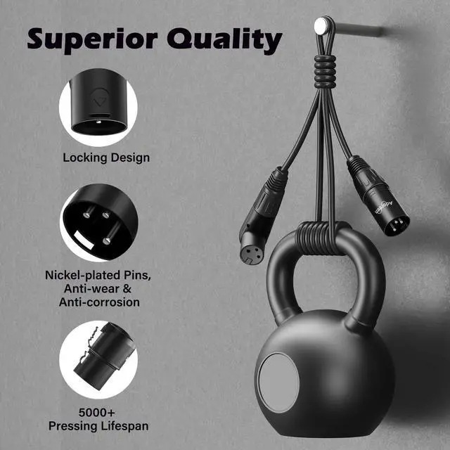 Alt view image 3 of 6 - Straight XLR Male to Right-Angle XLR Female Microphone Cable 6 Ft, Adjustable 90 Degree Pro Balanced Shielded 3 Pin DMX Patch Cord for Studio Audio&DJ Stage Live Recording&Speaker System