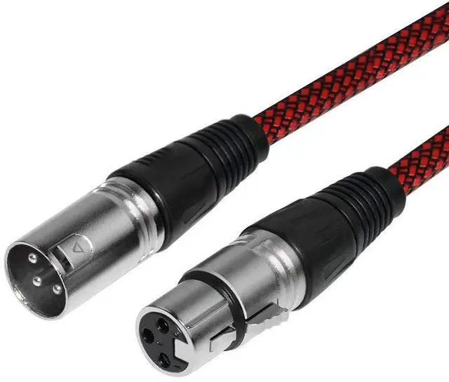 Main image of XLR Cable 10ft 2Pack Male to Female, Microphone Cable 3 Pin Nylon Braided Balanced Mic DMX Patch Cords With Oxygen-Free Copper Conductors