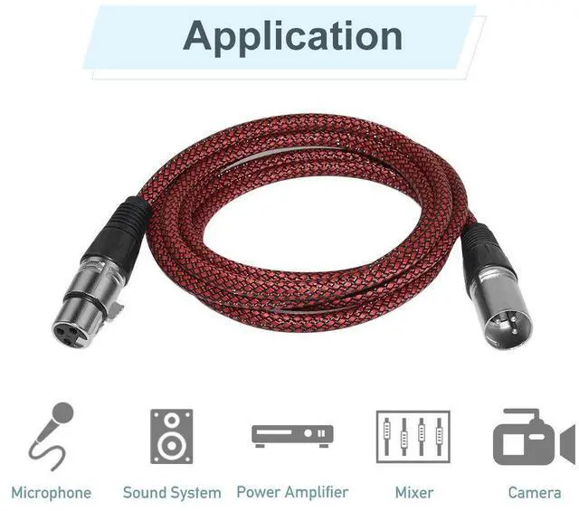 Alt view image 6 of 7 - XLR Cable 10ft 2Pack Male to Female, Microphone Cable 3 Pin Nylon Braided Balanced Mic DMX Patch Cords With Oxygen-Free Copper Conductors