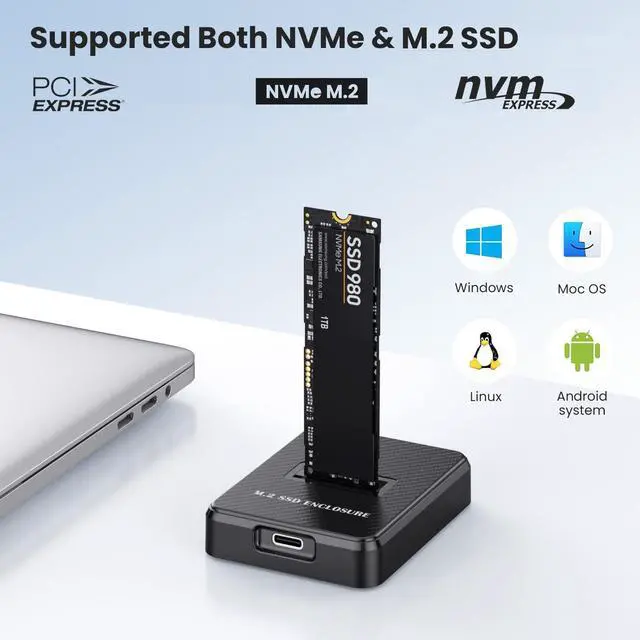 Alt view image 4 of 7 - NVMe M.2 Reader/Writer, M.2 SSD to USB-A/C Reader Adapter Compatible with M.2 (M Key, B+M Key) NVMe Dock, Size for 2280 2260 2242 2230