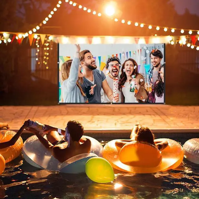 Alt view image 2 of 7 - Projector Screen, 4K HD Home Movie Projection Screen, 60"|72"|84"|100"|120"|150" Anti-Crease Theater Screens Indoor Outdoor (100 INCH)