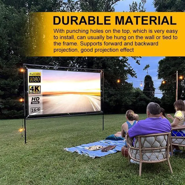 Alt view image 4 of 7 - Projector Screen, 4K HD Home Movie Projection Screen, 60"|72"|84"|100"|120"|150" Anti-Crease Theater Screens Indoor Outdoor (100 INCH)