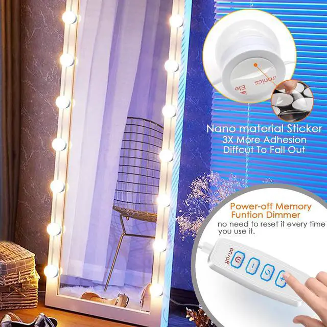 Alt view image 2 of 7 - 22.6ft Led Vanity Mirror Lights with 14 Dimmable Light Bulbs Makeup Vanity Lights for Big Long Mirror,Mirror Not Included