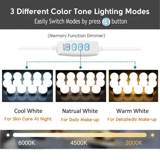 Alt view image 3 of 7 - 22.6ft Led Vanity Mirror Lights with 14 Dimmable Light Bulbs Makeup Vanity Lights for Big Long Mirror,Mirror Not Included