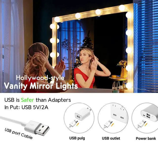 Alt view image 7 of 7 - 22.6ft Led Vanity Mirror Lights with 14 Dimmable Light Bulbs Makeup Vanity Lights for Big Long Mirror,Mirror Not Included