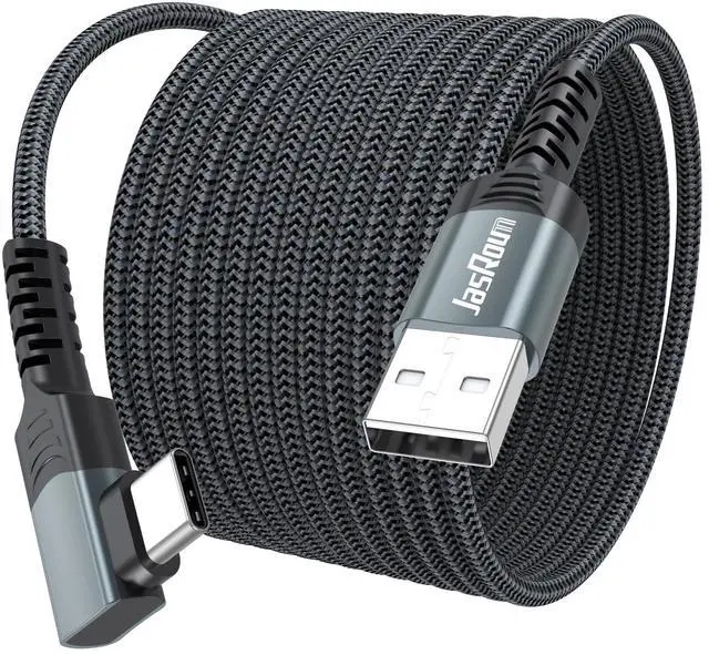 Main image of 20 Ft USB C Cable Right Angle, 3A Charging Long 90 Degree USB to Type C Cord 20 foot No Data Transfer, Braided for iPhone 17 16 15, Galaxy S25 S24 S23 S22, Pixel 10 9 8, Switch, Tablet, Car Chargers