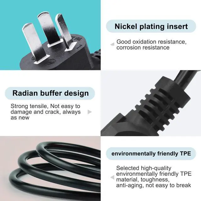 Alt view image 3 of 4 - 10FT Universal 3 Prong AC Treadmills Power Cord Replacement for Horizon Fitness Treadmills Ellipticals, Superfit, BowFlex Treadmills, Sole,Goplus, Vibration Plate Walking Pad Treadmills Charger Cable