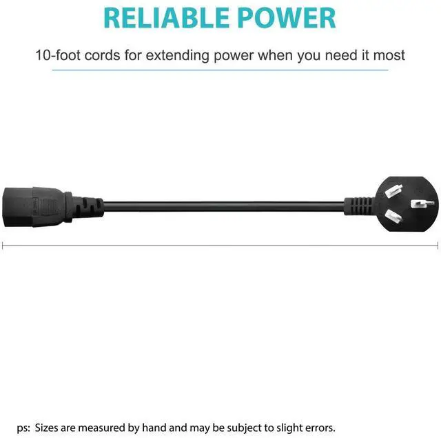 Alt view image 4 of 4 - 10FT Universal 3 Prong AC Treadmills Power Cord Replacement for Horizon Fitness Treadmills Ellipticals, Superfit, BowFlex Treadmills, Sole,Goplus, Vibration Plate Walking Pad Treadmills Charger Cable