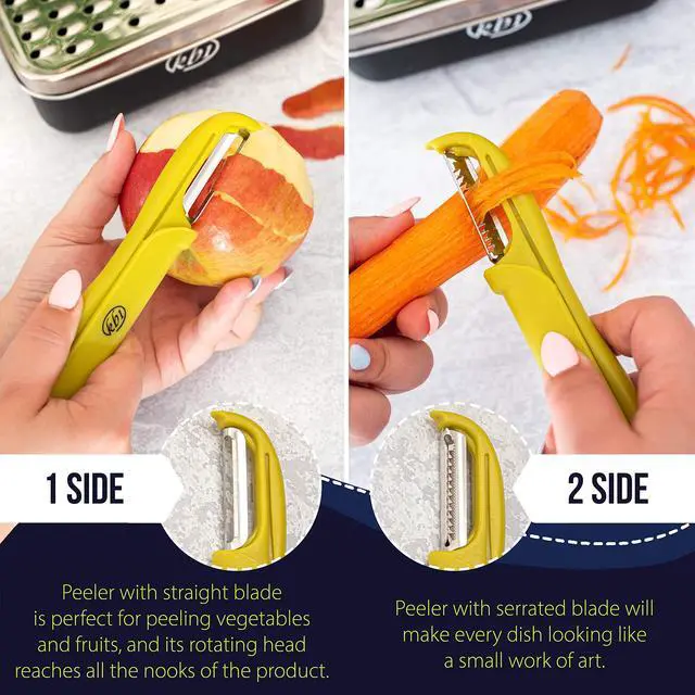 Alt view image 5 of 7 - Cheese Grater with Container and Lid & Peeler Set - Vegetable Fruit Multi-Function Stainless Steel Kitchen Utensil Kit with Black Food Plastic Storage Stable Box - Hand Chopper Graters & Peelers