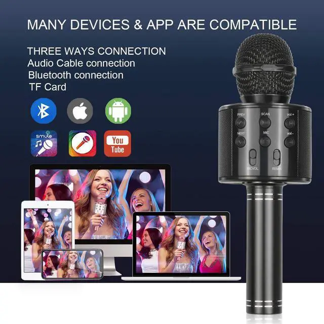 Alt view image 4 of 7 - Best Gifts for Kids, Wireless Karaoke Microphone Bluetooth for Birthday Gifts for 4-12 Year Old Girls Boys for Girls Age 4-12 Christmas Xmas Stocking - Black
